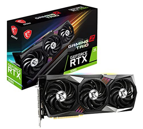 MSI Gaming GeForce RTX 3080 Gaming Z Trio 10G LHR 10GB GDRR6X 320-Bit HDMI/DP Nvlink Torx Fan 4 RGB Ampere Architecture Computer Gaming Graphics Card, NVIDIA GPU Video Cards for Gaming PC (Renewed)