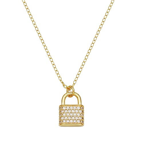 Rocksbox 18k Gold Plated Pave CZ Pendant Necklace - Statement Necklace for Women - 18k Gold Plating with Cubic Zirconia - Premium Quality Jewelry - 16" with Extender - Lock
