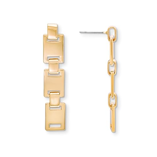 Rocksbox Chelsea Watch Band Chain Drop Earrings - Gold Dangle Earrings for Women - 14k Gold Plating - Premium Quality Jewelry - 1.75"