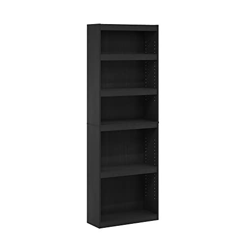 Furinno Jaya Enhanced Home 5-Tier Shelf Bookcase, Blackwood - Blackwood - 5-Tier Thick