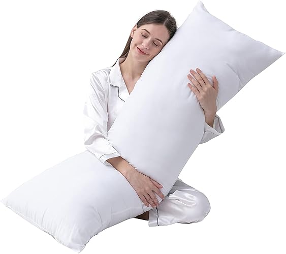 DOWNCOOL Large Body Pillow Insert- Breathable Full Body Pillow for Side Sleeper - Soft Long Bed Pillow for Adults - 20 x 54 inch - White - Insert