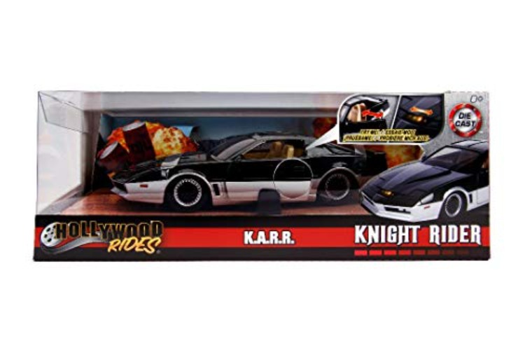 Jada Toys Hollywood Rides Knight Rider K.A.R.1982 Pontiac Firebird 1: 24 Diecast Vehicle with Light Up Feature, Glossy Black / Silver