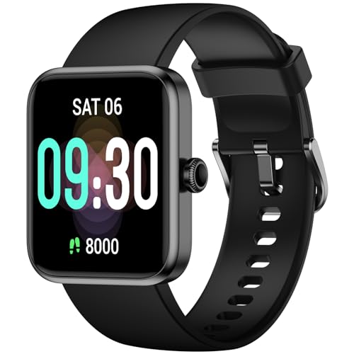 TYKOIT Smart Watch, Fitness Tracker with Heart Rate Monitor, Blood Oxygen, Sleep Tracker, 41mm Touchscreen Smartwatch for Android iOS Swimming Waterproof Pedometer Step Calories Tracker for Women Men - 41mm - Black