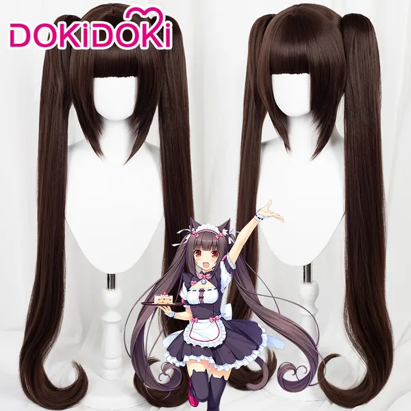 【Ready For Ship】DokiDoki Game Anime Nekopara Cosplay Chocola Wig Long brown hair