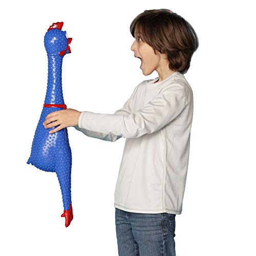 Animolds Crazy Huge Rubber Chicken - 29 Inch Giant Screaming Noise Makers for Parties, Pranks, Practical Jokes - Squeaks Up to 45 Seconds - Squawking Novelty Gag Gift (Blue) - Blue