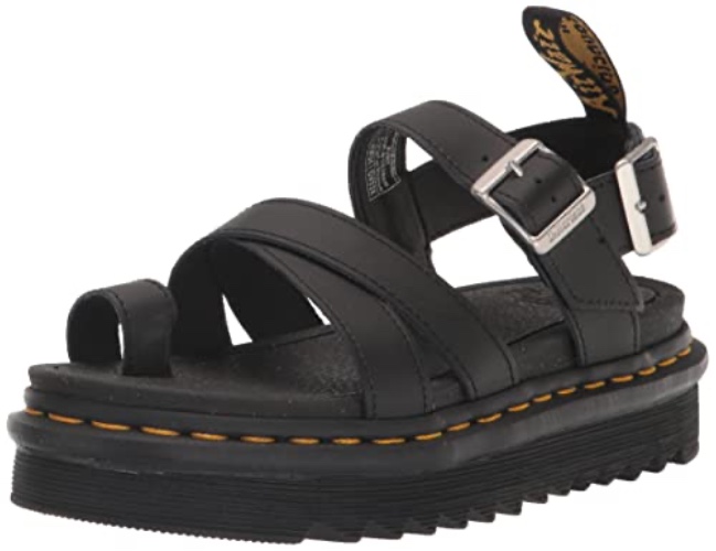 Dr. Martens Women's Avry Sandal - 8 - Black Hydro Leather