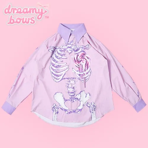 Lollipop Skeleton Long Shirt - Lav at Dreamy Bows