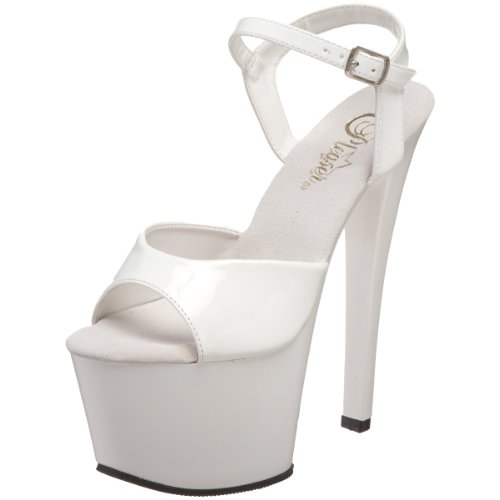 Pleaser SKY-309 Blk Pat/Clr - 3 UK - Wht Pat Wht