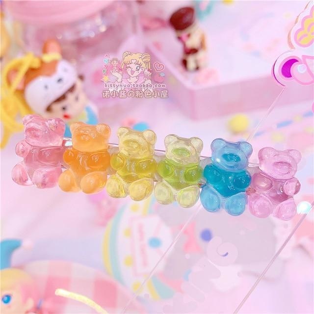 Gummy Bear Hair Clippies - Darker Rainbow
