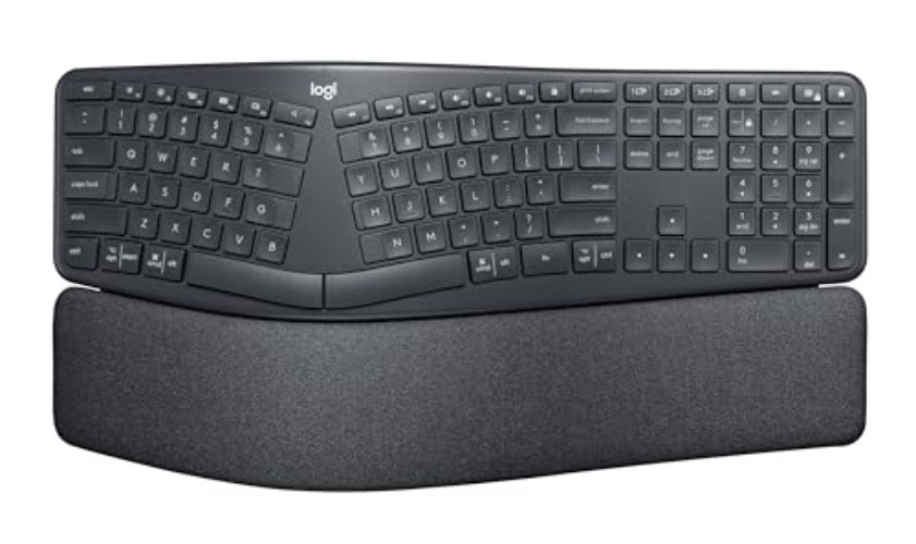 Logitech ERGO K860 Wireless Ergonomic Qwerty Keyboard - Split Keyboard, Wrist Rest, Natural Typing, Stain-Resistant Fabric, Bluetooth and USB Connectivity, Compatible with Windows/Mac,Black - Keyboard Only