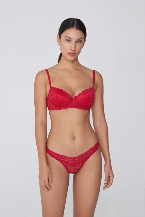 TEZENIS Ensemble soutien-gorge balconnet et string échancré en dentelle