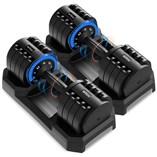 DH FitLife 3 bis 25 kg verstellbare Hanteln für Krafttraining, Kurzhantelset mit platzsparenden Hantelscheiben für Heimtraining, Variable Gewichte 5 in 1 - 1 pièce