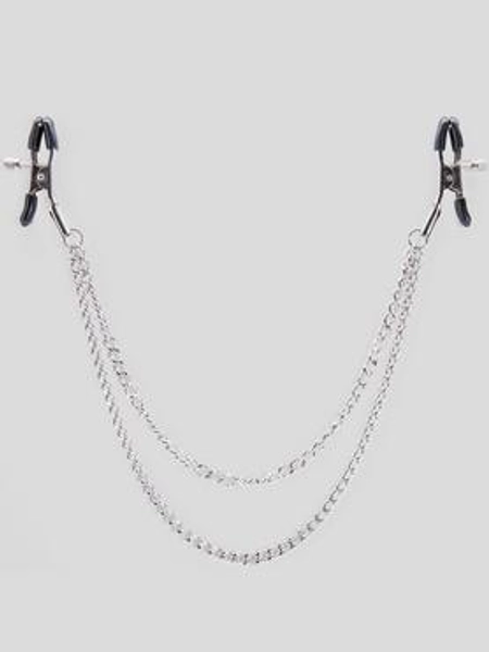 Bondage Boutique Adjustable Nipple Clamps with Double Chain
