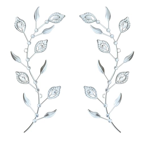 sxnzequnze Bling Metal Leaf Decoration Home Decoration Modern Minimalist Style Wall Hanging Art Living Room Bedroom Bathroom Wall Decoration Set of 2 Silver - Silver