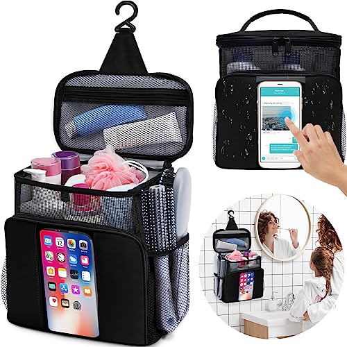 Dorm Room Essentials for College Students Girls Boys Guys,Shower Caddy,Travel Essentials Hanging Toiletry Bags for Traveling Women Men,Mesh Shower Caddies Portable for Camping,Gifts for Christmas - Black