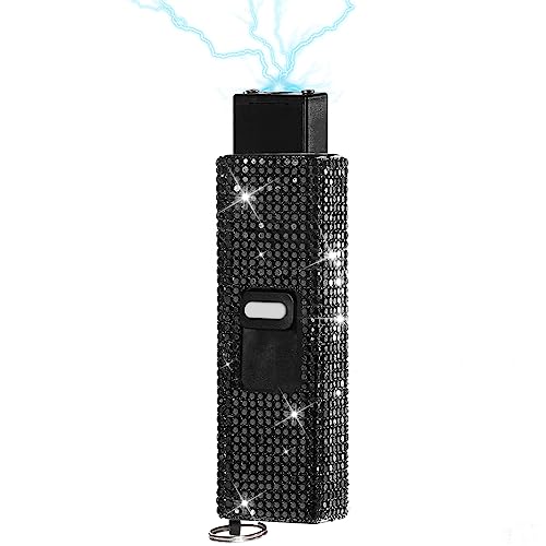 AIMHUNTER 10 Mini Volt Micro Stun Gun for Woman World's Smallest Stun Gun Rechargeable with LED Flashlight Safety Switch (Bling Black)