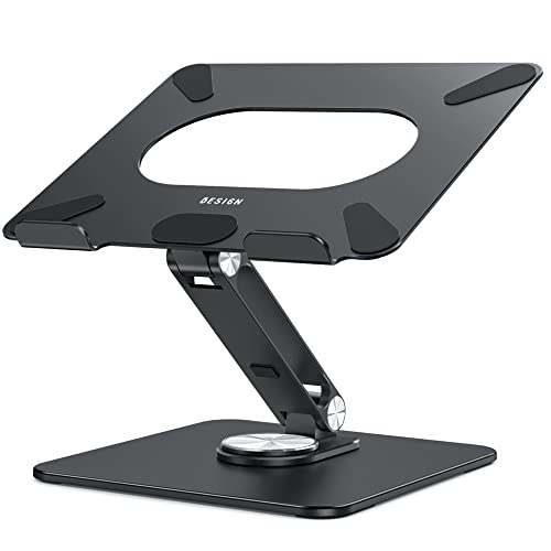 BESIGN LSX7 Laptop Stand with 360° Rotating Base, Ergonomic Adjustable Notebook Stand, Riser Holder Computer Stand Compatible with Air, Pro, Dell, HP, Lenovo More 10-15.6" Laptops (Black) - Black