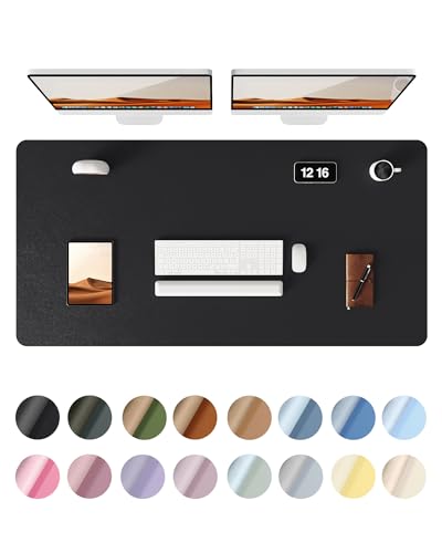 YSAGi Leather Desk Pad Protector, Office Desk Mat, Large Mouse Pad, Non-Slip PU Leather Desk Blotter, Laptop Desk Pad, Waterproof Desk Writing Pad for Office and Home (Black, 47.2" x 23.6") - Black - 47.2" x 23.6"