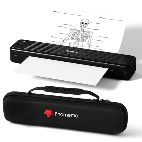 Phomemo Portable Printers Wireless for Travel, [Upgrade] P831 Inkless Thermal Transfer Portable Printer Support 8.5'' x 11'' US Letter Regular Copy Paper, Compatible with Phone & Laptop, 300DPI - printer with case - Black