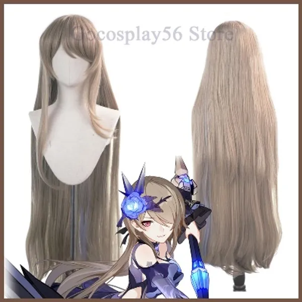 |Honkai Impact 3 3rd Cosplay Rita Rossweisse Wig 100cm Long Straight Facial Hair Linen Mixed Light Purple Adult Role Play| |   - AliExpress