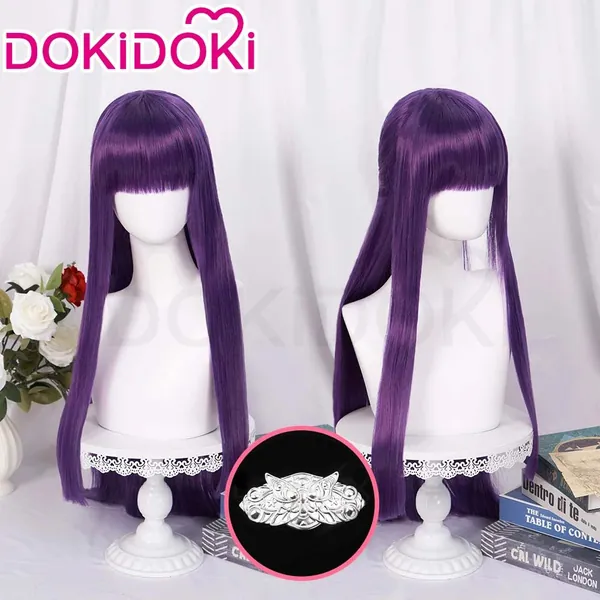 【Ready For Ship】DokiDoki Anime Frieren: Beyond Journey's End Cosplay Fern Wig Long Purple Straight Ferun/ Hair Accessory