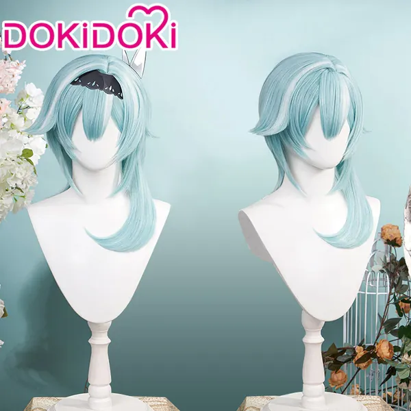 DokiDoki Game Genshin Impact Cosplay Halloween Eula Cosplay Wig Blue Wig