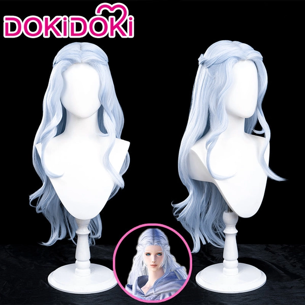【Ready For Ship】DokiDoki Game Final Fantasy XIV Cosplay Venat Wig Long Curly Light Blue