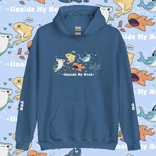 Shark Communication Hoodie | Indigo Blue / M