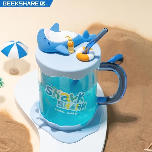 Geekshare Big Shark Cup Large Capacity Round Transparent Cute Cups Summer Drink Cups with Straw 800ml Gift for Friend - AliExpress 44