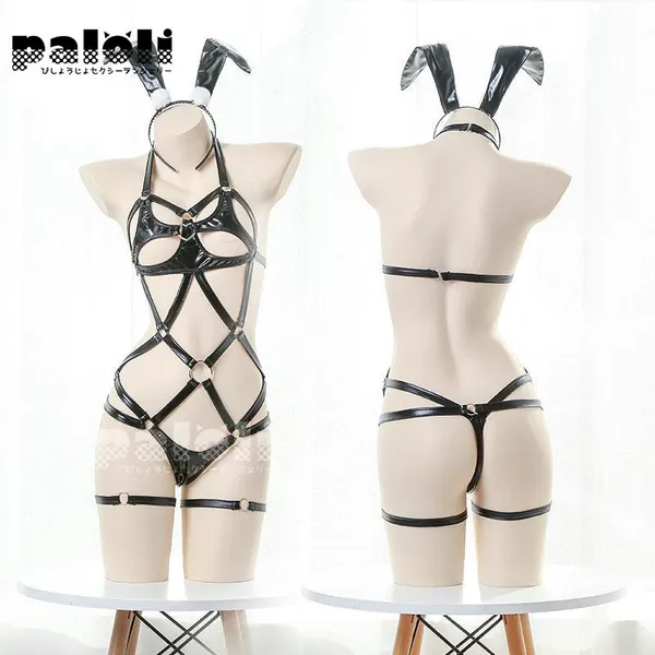 HALTER NECK BONDAGE BUNNY SET | BLACK