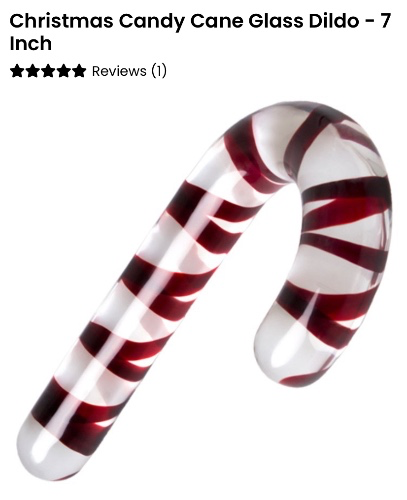 Christmas Candy Cane Glass Dildo - 7 Inch | Discreet Delivery | Bondara