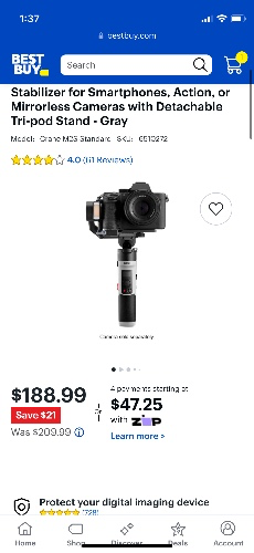 Zhiyun - Crane-M2 S 3-Axis Gimbal Stabilizer for Smartphones, Action, or Mirrorless Cameras with Detachable Tri-pod Stand - Gray