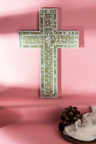 Jodhpur Mother of Pearl Wall Cross, Olive | Default Title
