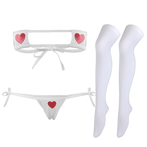 Sexy Cute Anime Lingerie for Women Kawaii Bra and Panty Set Japanese Cosplay Bikini Underwear - White