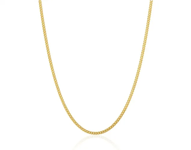 24 Karat Gold Narrow Flat Curb Chain Necklace