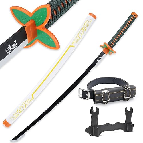 Cold Blade Demon Katana Sword - 41 inches Anime Katana Replica with Belt and Stand - Durable Sword Perfect for Cosplay - Nichirin Sword with Authentic Design - N- Shinobu