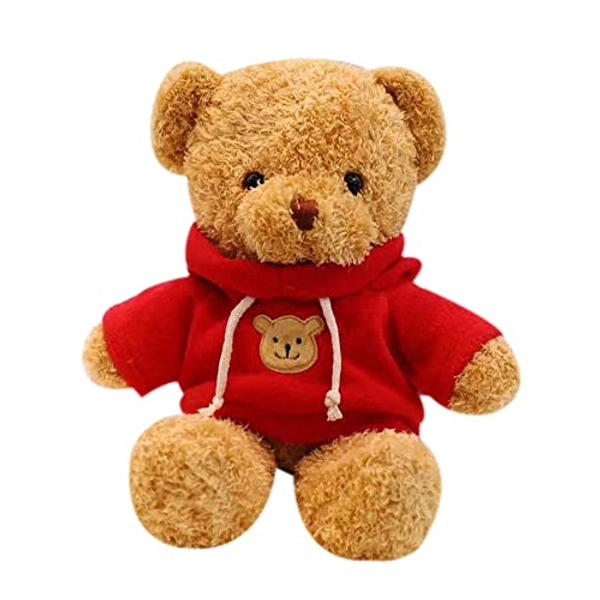 Galatee Cute Teddy Bear Plush Stuffed Animal, Teddy Bear with Coffee Hoodie, Gifts for Children(11.8" Red)
