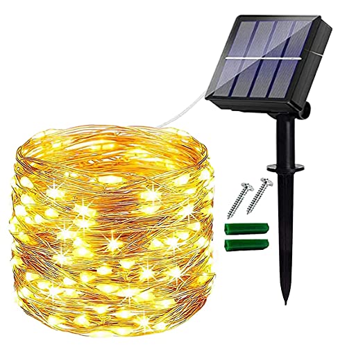 Ligarko Solar String Lights Outdoor, 14M/46Ft Solar Garden Lights Waterproof, 120 LED Solar Fairy Lights with 8 Modes, Copper Wire Lights Decoration for Home Garden Yard Patio Wedding (Warm White) - Warm-white - 1Pack