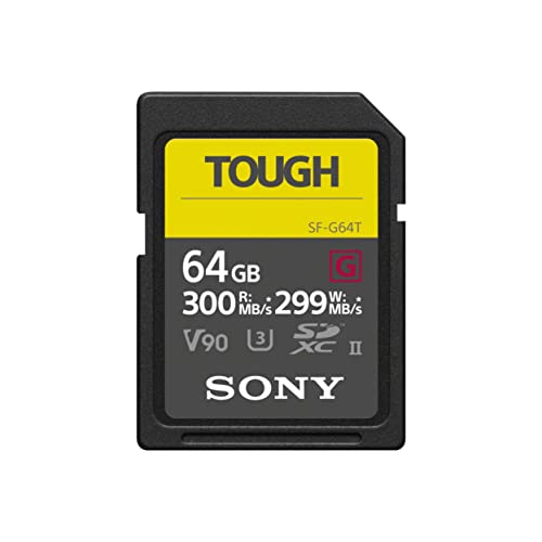 Sony 64GB SDXC Flash Memory Card - World toughest and fastest UHS-II SD TOUGH G Series ( V90 / Read 300MB/s and Write 299MB/s) - SF64TG - 64GB - G-Series TOUGH SDXC - Single