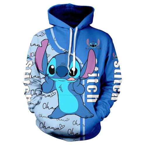 RWFHT Cartoon Hoodies 3D Printed Long Sleeve Sweatshirt Pullover Hooded，Unisex Festive Gifts - C - Large