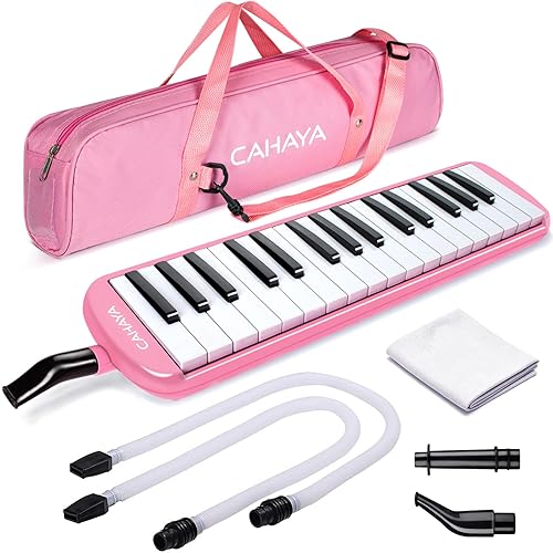 CAHAYA Melodica 32 Keys Double Tubes Mouthpiece Air Piano Keyboard Musical Instrument with Carrying Bag 32 Keys, Pink, CY0050-3 - 32 Keys-Pink