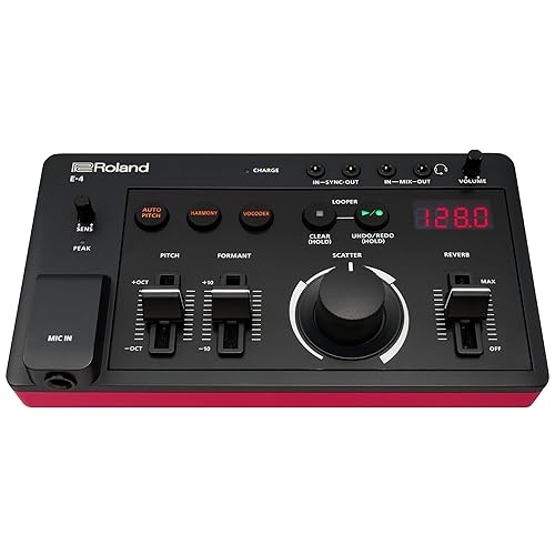 Roland AIRA Compact E-4 VOICE TWEAKER | Vocal Performance Tool with Powerful Voice Transformer Effects | Vocoder | Looper | Harmony | Auto Pitch | MIDI | For Singing & Vocal Artists,Black - Roland AIRA E-4 Voice Tweaker - Single