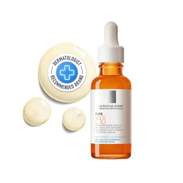 La Roche-Posay Pure Vitamin C Face Serum with Hyaluronic Acid & Salicylic Acid, Anti Aging Face Serum for Wrinkles & Uneven Skin Texture to Visibly Brighten & Smooth. Suitable for Sensitive Skin