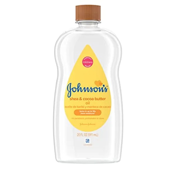 Johnson's Baby Oil, Mineral Oil Enriched with Shea & Cocoa Butter to Prevent Moisture Loss, Hypoallergenic, 20 fl. oz