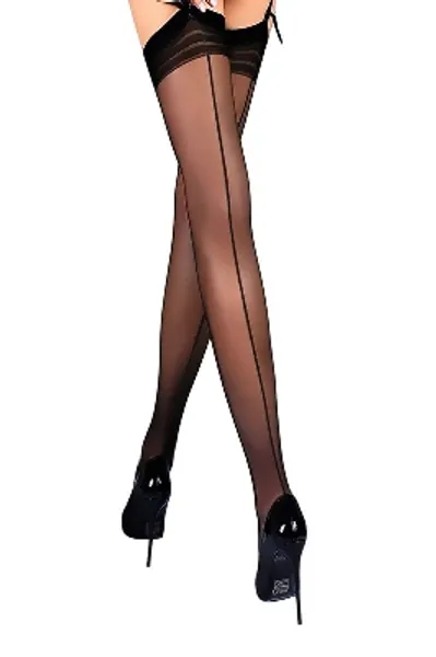 MILA MARUTTI Thigh High Stockings Pantyhose for Garter Belt Back Seamed Nylons