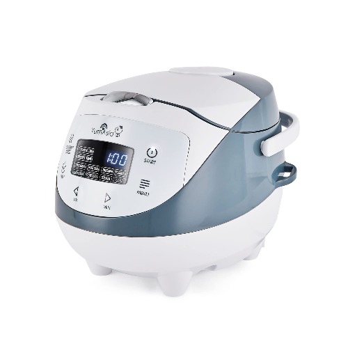 Yum Asia Panda Mini Rice Cooker With Ninja Ceramic Bowl and Advanced Fuzzy Logic (3.5 cup, 0.63 litre) 4 Rice Cooking Functions, 4 Multicooker functions, LED display, 220-240V (White and Grey (EU))