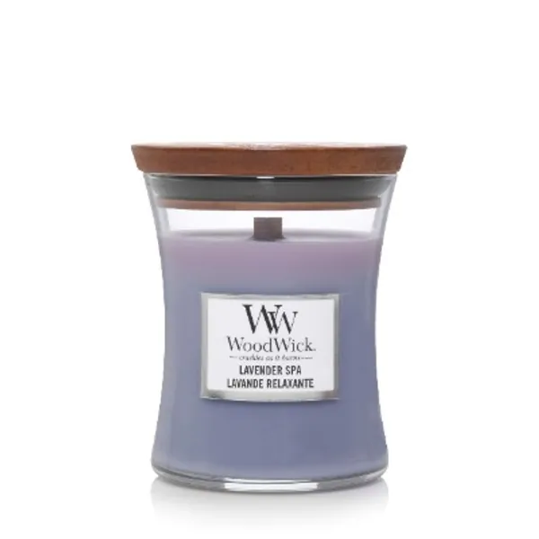 Woodwick Medium Hourglass Scented Candle | Lavender Spa | with Crackling Wick | Burn Time: Up to 60 Hours, Lavender Spa