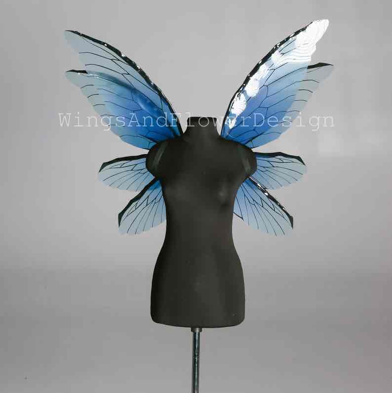 Blue butterfly wings, dragonfly wings, elf wings, fairy wings, wings Photo Prop, wedding wings, fairy wings, fantasy halloween magical fairy