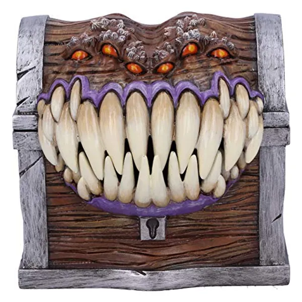 Nemesis Now 11.3cm Officially Licensed Dungeons & Dragons Mimic Dice Storage Box, Brown