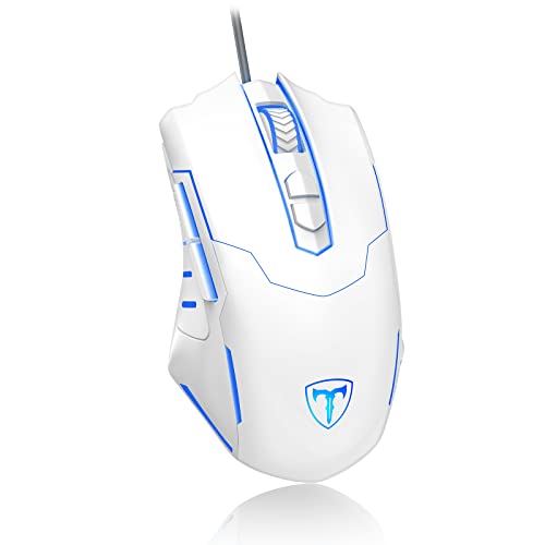 WEEMSBOX Gaming Mouse, Wired Gaming Mice [Breathing RGB LED] [Plug Play] High-Precision Adjustable 7200 DPI, 7 Programmable Buttons, Ergonomic Computer USB Mouse for Windows/PC/Mac/Laptop Gamer-White - White - Mouse